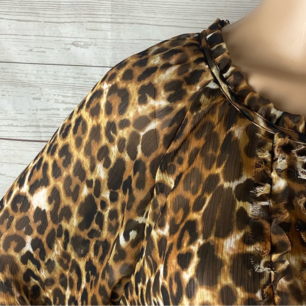 Express Sheer Leopard Print Blouse - image 3